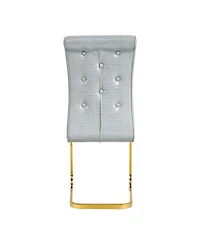 Streamdale Furniture Set of 4 Retro Alligator Upholstered Dining Chairs with Crystal Buckle & Faux Leather