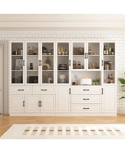 Homsee Large 19-Shelf Wood Standard Bookcase With Adjustable Shelves,5 Drawers
