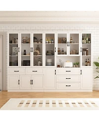 Homsee Large 19-Shelf Wood Standard Bookcase With Adjustable Shelves,5 Drawers