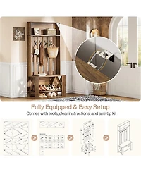 Tribesigns Hall Tree with Shoe Bench and Shoe Storage, 70.8" Tall Freestanding Coat Rack with Hooks
