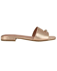 Guess Women's Tablita Embellished Toe Flat Slip-On Sandal