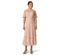 Adrianna Papell Petite Crewneck Midi Dress