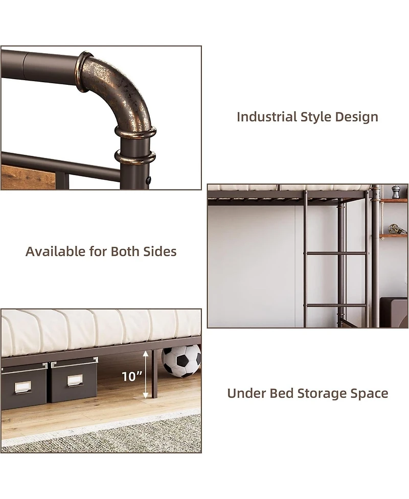 gaomon Twin Metal Bunk Bed Twin Over Twin Heavy Duty Guardrail Ladders Convertible Beds Kids Adults No Box Spring