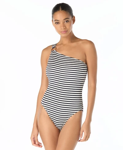 Michael Kors Women's One-Shoulder Stripe One-Piece Swimsuit