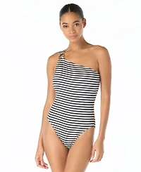 Michael Kors Women's One-Shoulder Stripe One-Piece Swimsuit
