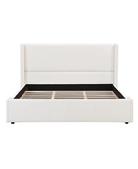 Streamdale Furniture Elegant Fabric Upholstered Bed with Tall Headboard, King.