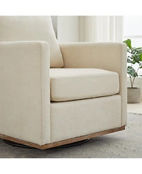 Clihome Square Swivel Accent Chair, Chenille Upholstered Leisure 360° Rotation Comfy Armchair