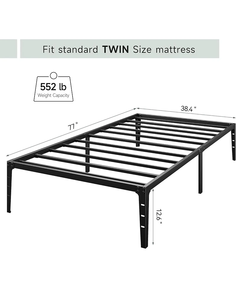 gaomon 14 Inch Twin Metal Platform Bed Frame Heavy Duty Steel Slats Storage No Box Spring Easy Assembly Durability