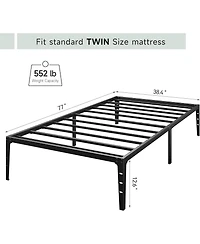 gaomon 14 Inch Twin Metal Platform Bed Frame Heavy Duty Steel Slats Storage No Box Spring Easy Assembly Durability