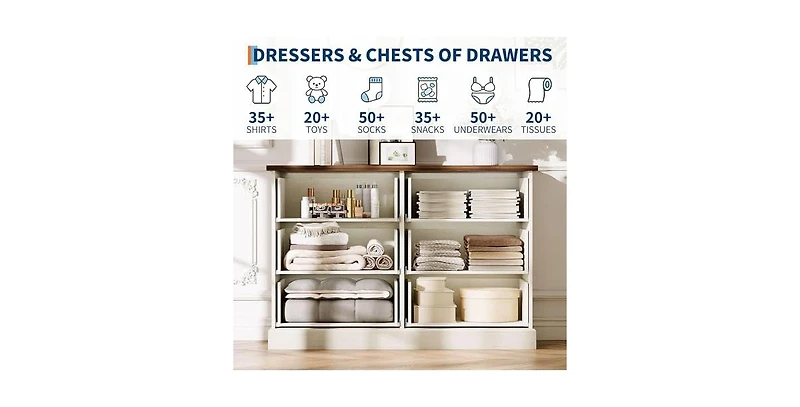 gaomon 6 Drawer Dresser for Bedroom, Horizontal Chest of Drawers