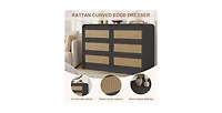 gaomon 46''Wide Rattan Dresser,6 Drawer Dresser for Bedroom,Dressers & Chests of Drawers