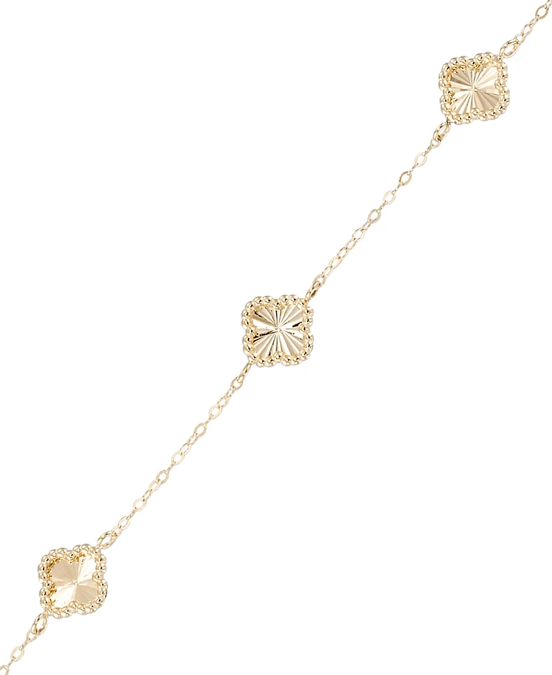 Macy's Textured Clover Link Bracelet in 10k Yellow Gold