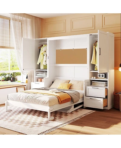 Streamdale Furniture Murphy Bed with Closet, Drawers, and Shelves