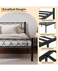 gaomon Metal Platform Bed Frame With Headboard Storage Capacity Steel Slats Modern No Box Spring Easy Assembly