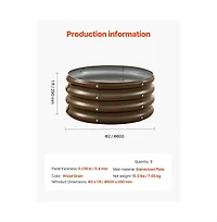 Slickblue 3 Piece Galvanized Steel Planter Boxes Open Bottom Wood Grain