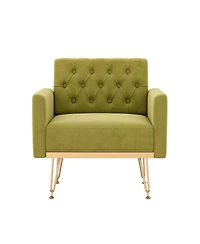 Streamdale Furniture Velvet Tufted Armchair with Gold Metal Leg