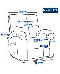 Streamdale Furniture Hot massage manual lounge chair with rocker arms, rotating fabric, cup holder