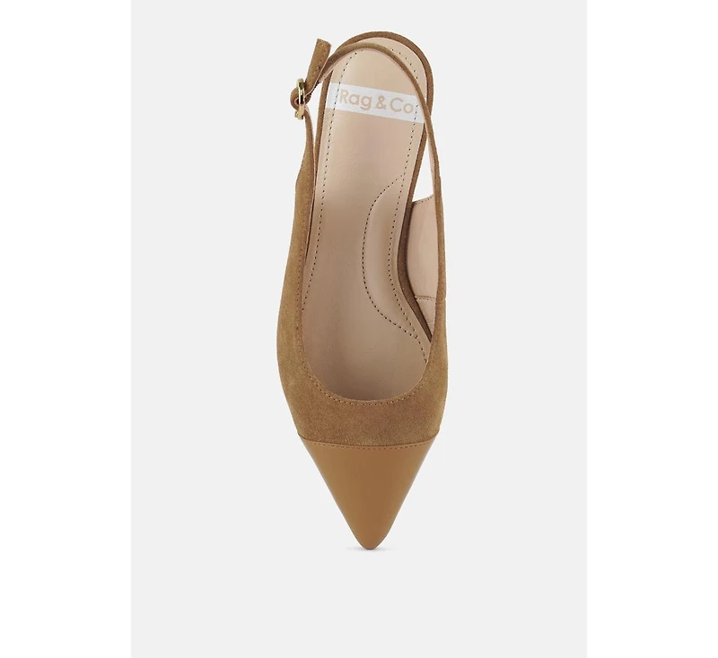 Uwaha Genuine Leather & Real Suede Slingback Flats