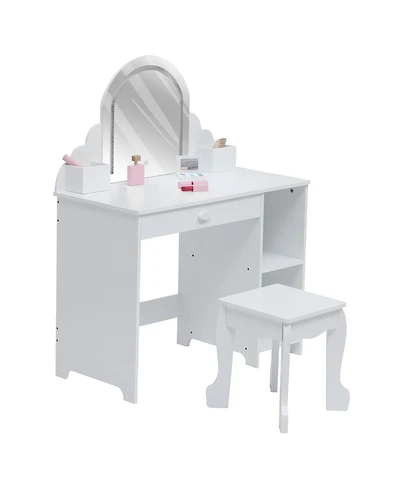 gaomon Kids Vanity Set with Adjustable Lighted Mirror and Stool