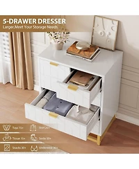 gaomon 5 Drawer Dresser Gold Handles for Bedroom and Hallway