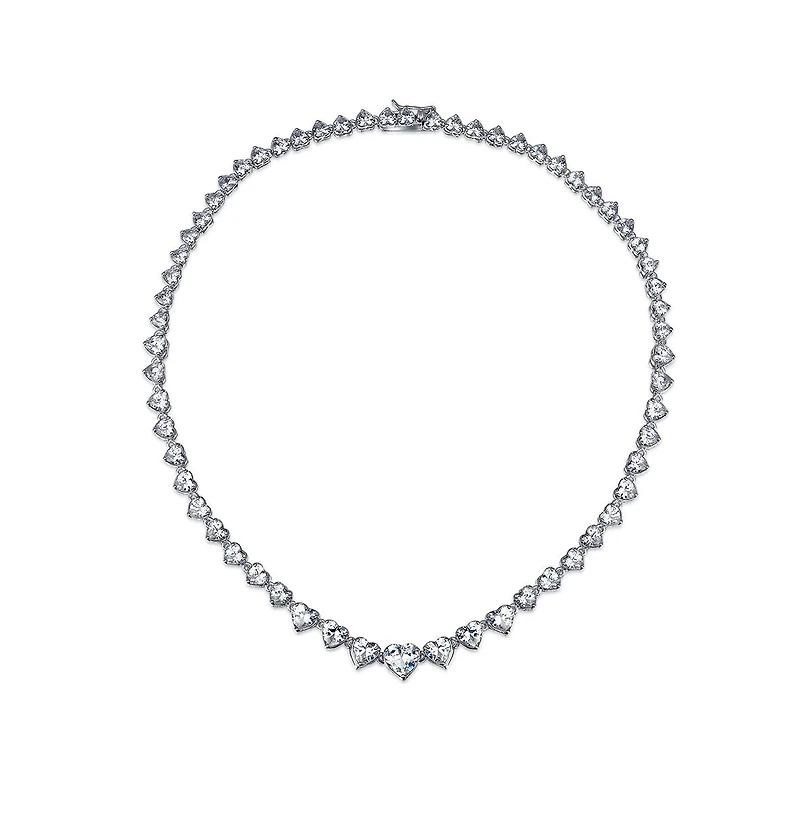 Bling Jewelry Classic Graduated Statement Cubic Zirconia Heart Shape Cz Tennis Necklace Collar