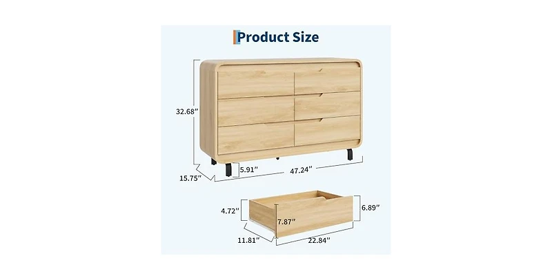 gaomon 5 Drawers Dresser for Bedroom, 48" High Modern Chest of Drawers with Large Wood Storage Dresser