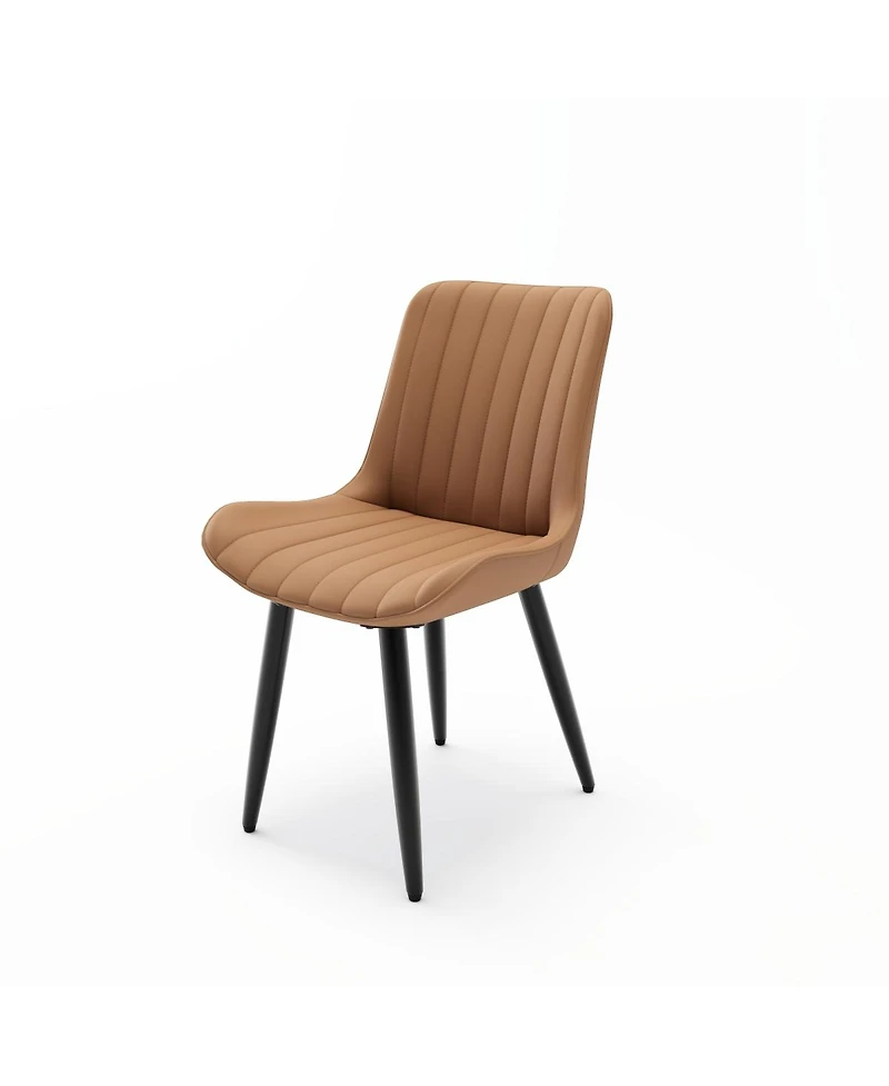 Streamdale Furniture Set of Modern Pu Leather Dining Chairs with Thick Cushions & Metal Legs