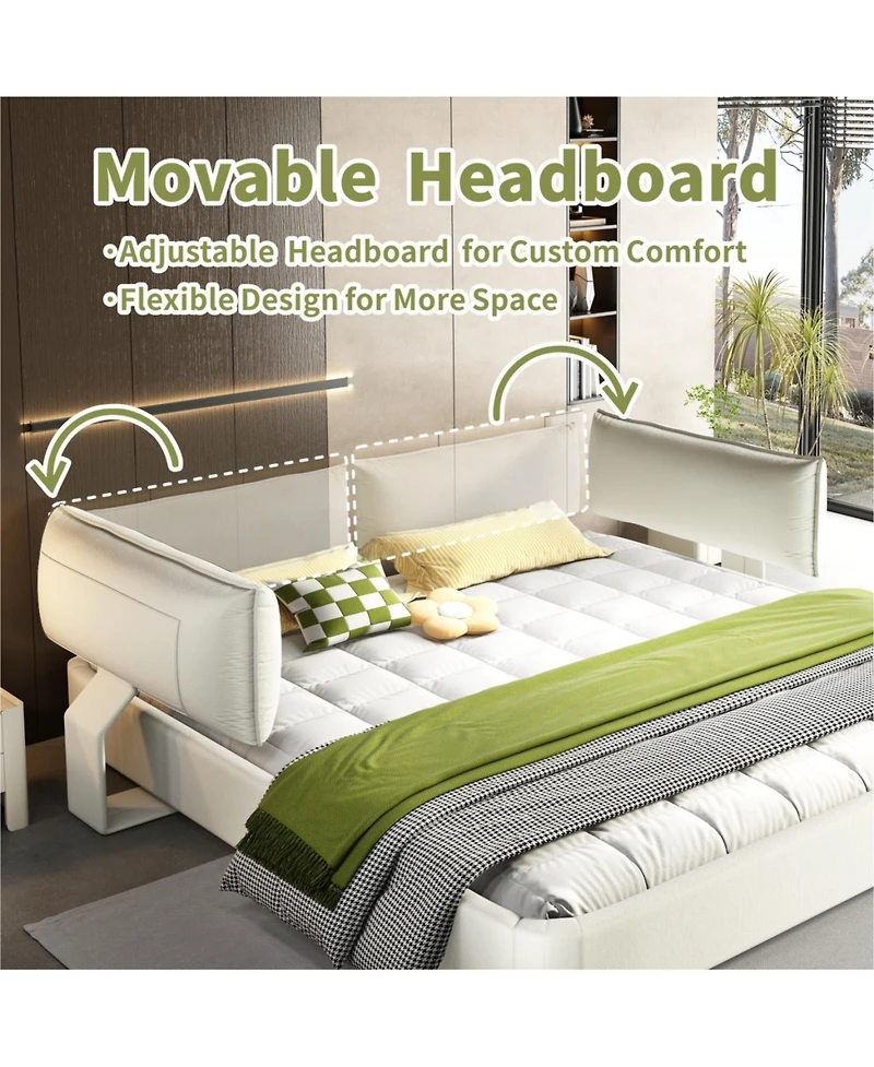 Streamdale Furniture King Size Cloud Bed Frame with Padded Movable Headboard, Chenille Upholstered