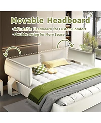 Streamdale Furniture King Size Cloud Bed Frame with Padded Movable Headboard, Chenille Upholstered