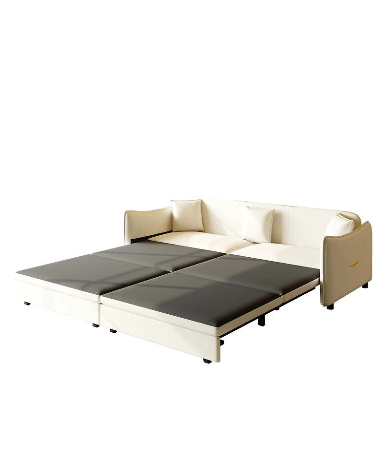 Streamdale Furniture King Pull Out Sofa Bed, 3-in-1 Convertible Sofa with 3 Pillows, Modern Velvet Couch