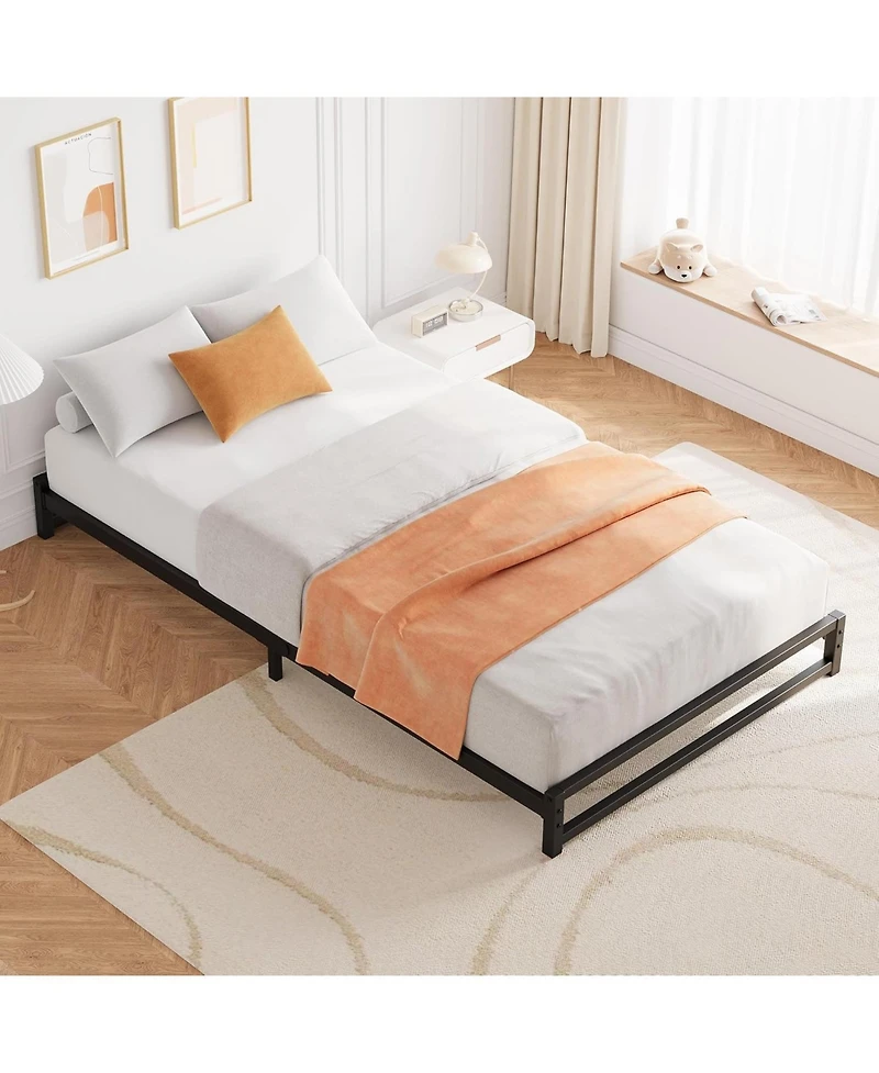 gaomon Twin Metal Platform Bed Frame Steel Slats 6 Inch Tall Mattress Foundation Easy Assembly No Box Spring