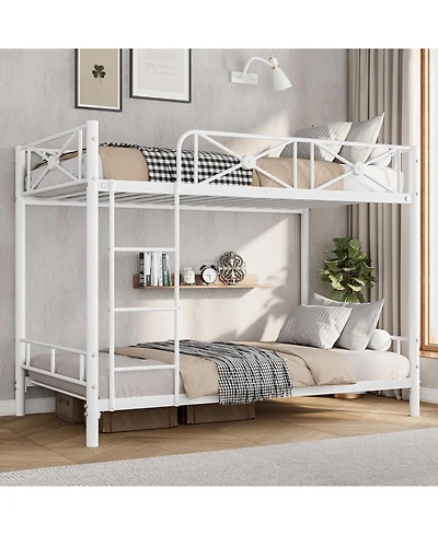 gaomon Metal Twin Over Twin Bunk Bed Modern Heavy Duty Guardrails Space Saving Design Steel Frame School Bedroom