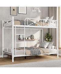 gaomon Metal Twin Over Twin Bunk Bed Modern Heavy Duty Guardrails Space Saving Design Steel Frame School Bedroom