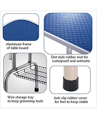 Aostirmotor 36" Folding Dog and Cat Grooming Table, Stainless Steel Top with Non-Slip Surface