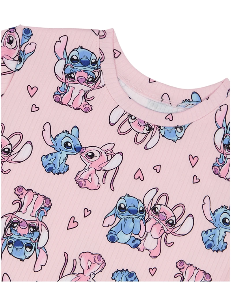Lilo Stitch Girls' 4-10 Crewneck T-Shirt and Shorts, 2-Piece Set