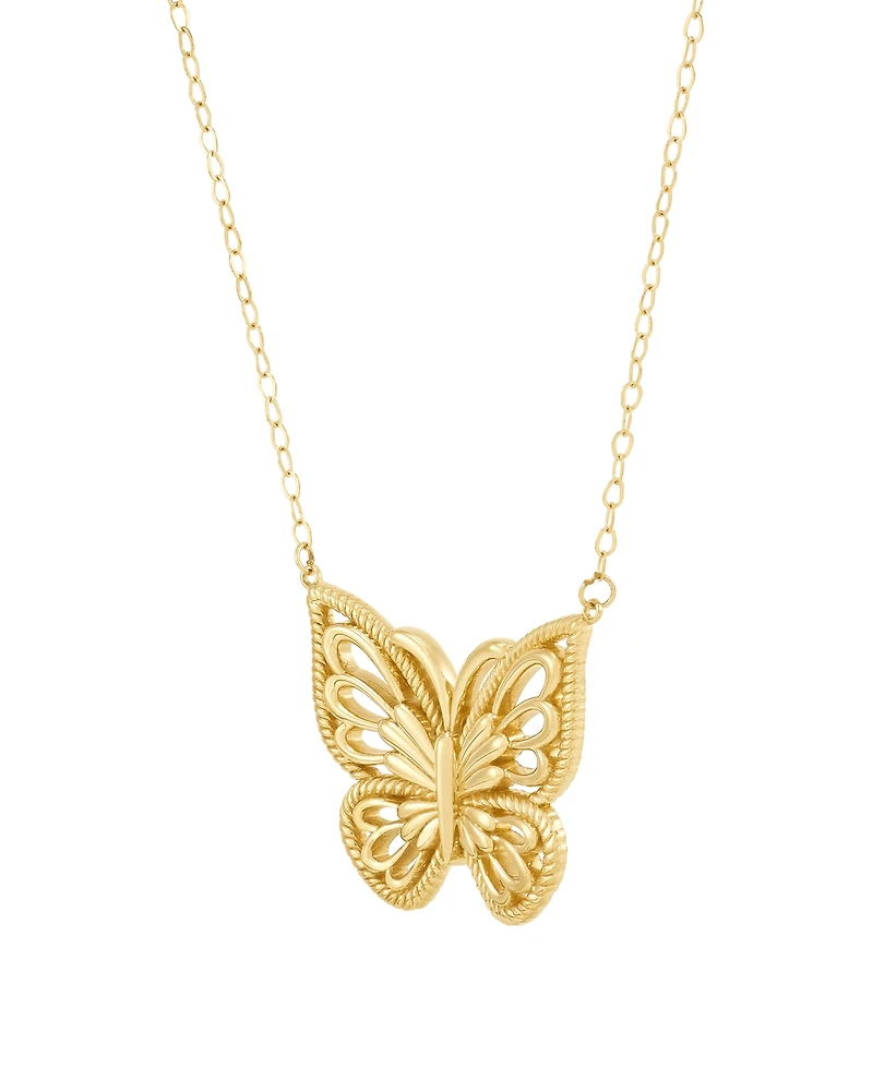Macy's Butterfly Pendant Necklace in 22k Yellow Gold-Plated Sterling Silver