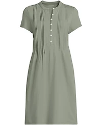 Lands' End Plus Cotton Modal Pintuck Short Sleeve Dress