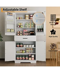 Gaomon 72" Tall Kitchen Pantry Storage Cabinet, Freestanding Cupboard with 1 Drawer & 4 Doors, 3 Adjustable Shelves, Large Storage Cabinet