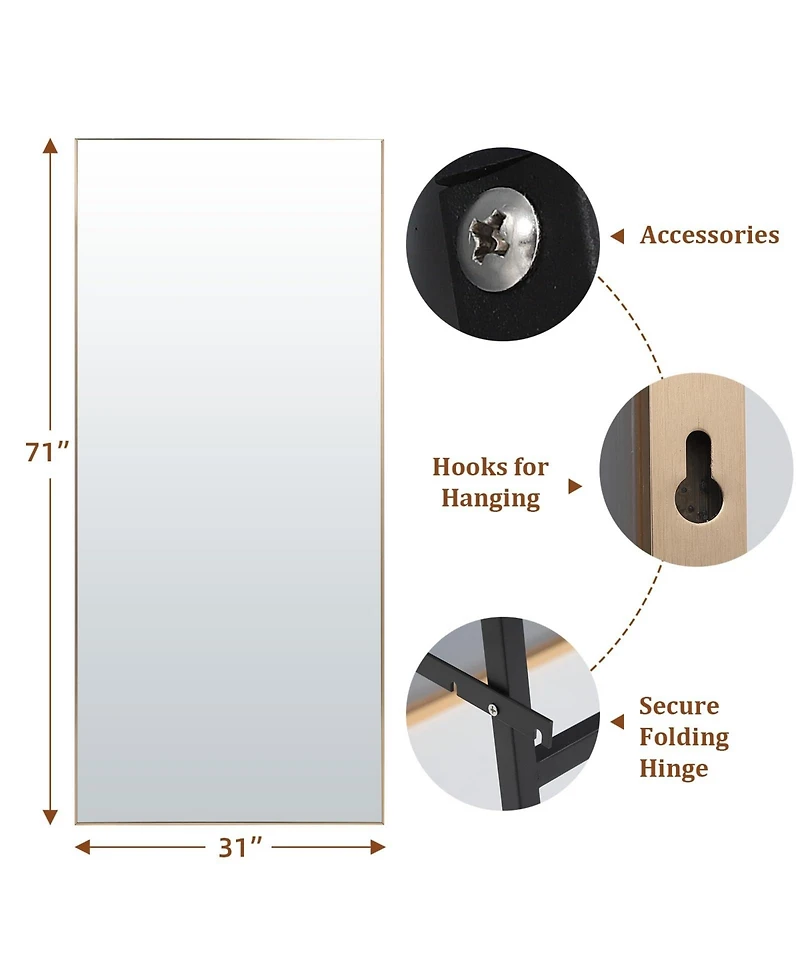 Homfan Full Length Mirror 71" x 31", Large Floor Mirror Free Standing, Full Body Mirror for Bedroom Living Room Gym, Mirror