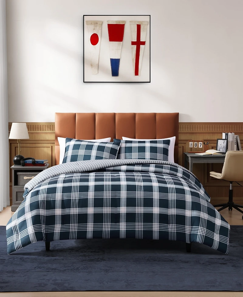 Tommy Hilfiger Huntingdon Plaid Washed Microfiber -Pc. Comforter Set