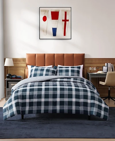 Tommy Hilfiger Huntingdon Plaid Washed Microfiber -Pc. Comforter Set