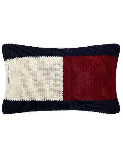 Tommy Hilfiger Rib Knit Flag Novelty Decorative Pillow, 11" x 18"