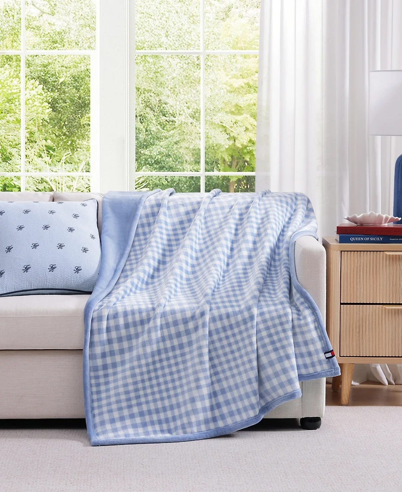 Tommy Hilfiger Modern Check Printed Plush Throw, 70" x 50"