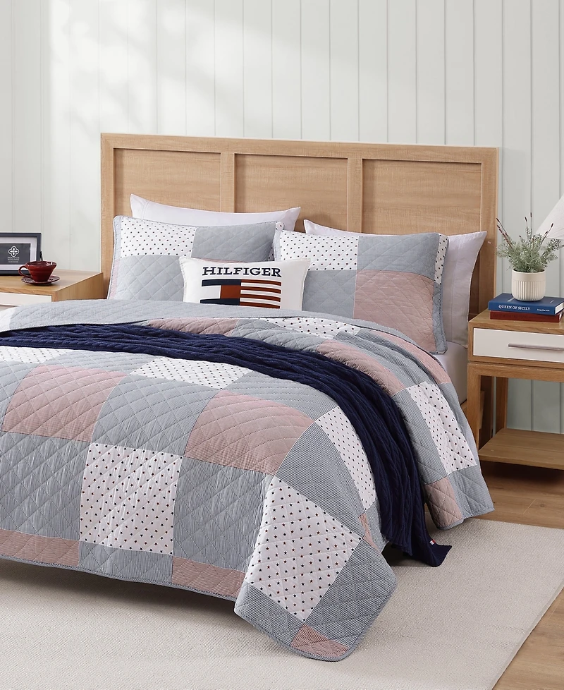 Tommy Hilfiger Ithaca Americana Patchwork Cotton Reversible -Pc. Quilt Set