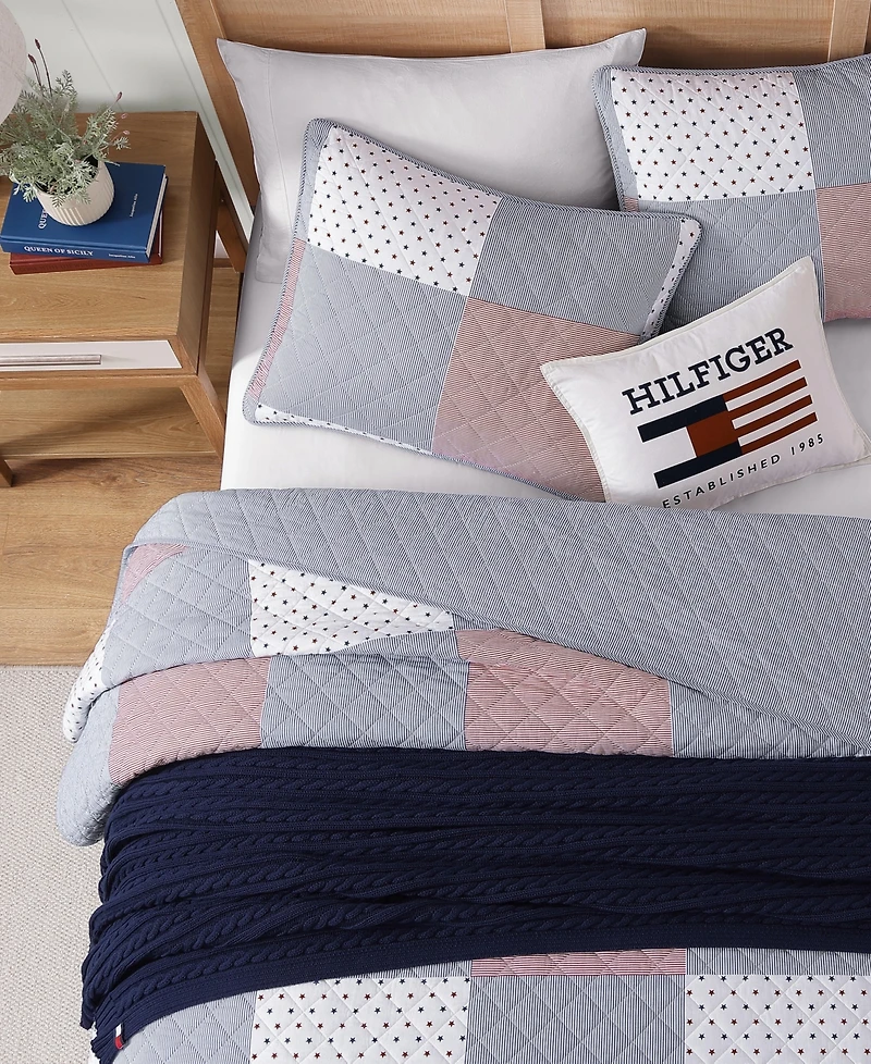 Tommy Hilfiger Ithaca Americana Patchwork Cotton Reversible 3-Pc. Quilt Set, King
