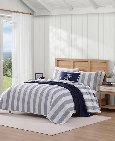 Tommy Hilfiger Capri Stripe Cotton Reversible -Pc. Quilt Set