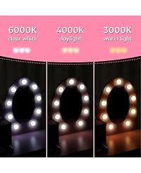 Gaomon Kids Wooden Vanity Set with Lighted Mirror and Stool