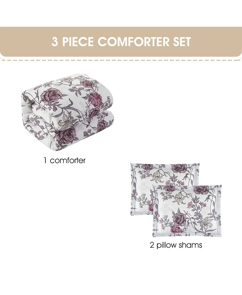 Stratford Park Rita Floral 3-Pc. Comforter Set