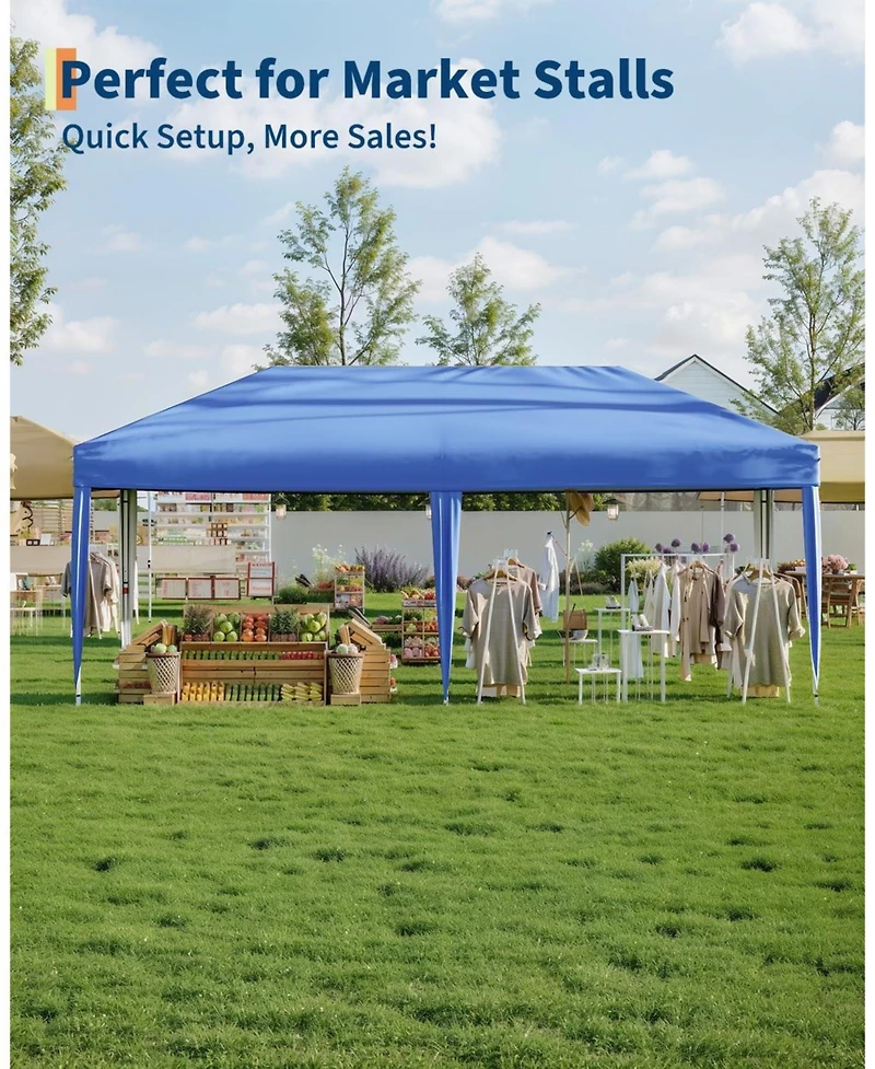 Gaomon 10x20 Ft Pop Up Canopy with 6 Sidewalls, Outdoor Instant Tent with Wheeled Carry Bag, Beach Tent with One Push Setup, Portable Gazebo Shelter