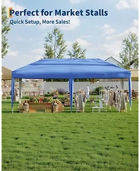 Gaomon 10x20 Ft Pop Up Canopy with 6 Sidewalls, Outdoor Instant Tent with Wheeled Carry Bag, Beach Tent with One Push Setup, Portable Gazebo Shelter